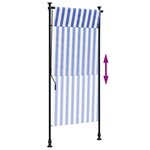 vidaXL Store roulant d'extérieur bleu et blanc 100x270 cm tissu acier