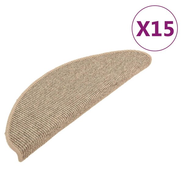 vidaXL Tapis d'escalier auto-adhésifs 15 Pièces Beige foncé 65x21x4 cm