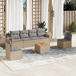 vidaXL Salon de jardin avec coussins 7Pièces mélange beige résine tressée