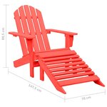 vidaXL Chaise de jardin Adirondack avec pouf Bois de sapin Rouge