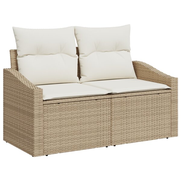 vidaXL Ensemble de Canapé de Jardin 8 pièces avec Coussins Beige Polyrotin Acacia