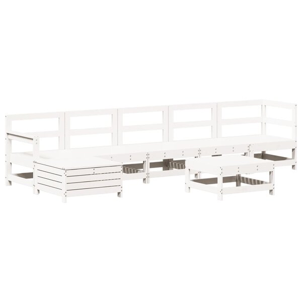 vidaXL Salon de jardin 7 Pièces Blanc Bois de pin massif