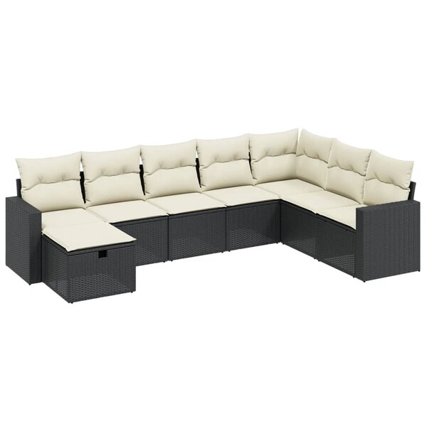 vidaXL Salon de jardin 8 Pièces avec coussins noir résine tressée