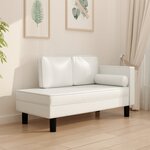 vidaXL Chaise longue avec coussins et traversin crème similicuir