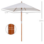 Parasol rectangulaire inclinable bois polyester haute densité 2L x 1 5l x 2 3H m crème