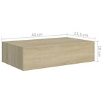 vidaXL Étagères à tiroirs murales 2 Pièces chêne 40x23 5x10 cm MDF
