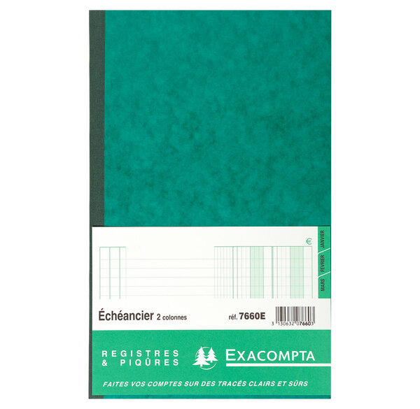 Piqûre 32x19,5cm echeancier 80 pages x 5 EXACOMPTA