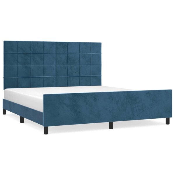 vidaXL Cadre de lit avec tête de lit Bleu foncé 180x200 cm Velours