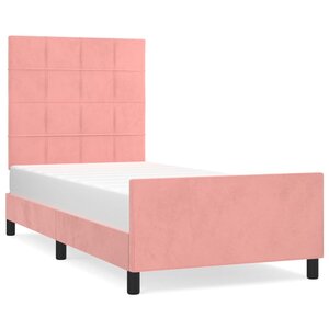 vidaXL Cadre de lit avec tête de lit Rose 90x200 cm Velours
