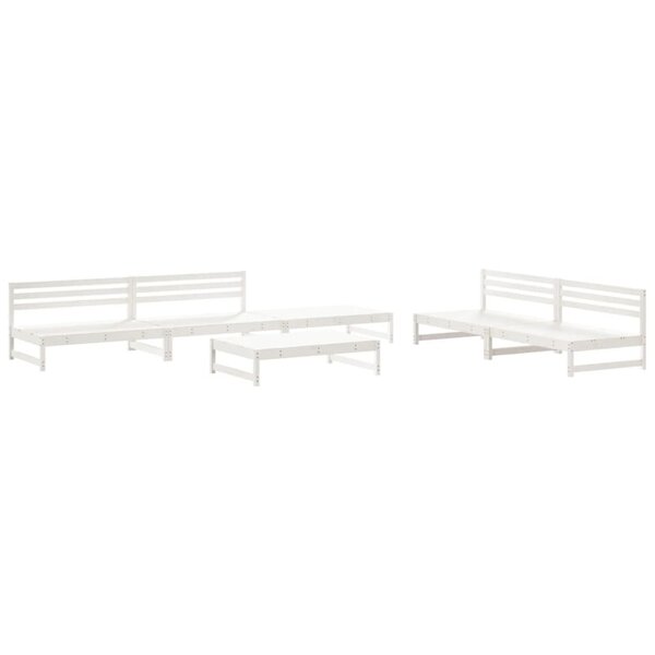 vidaXL Salon de jardin 6 Pièces Blanc Bois de pin massif