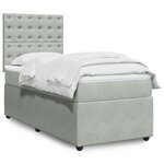 vidaXL Sommier à lattes de lit et matelas Gris clair 90x190 cm Velours