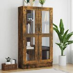 vidaXL Armoire à vitrine Chêne fumé 82 5x30 5x150 cm Bois d'ingénierie