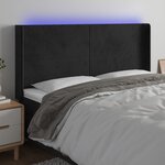 vidaXL Tête de lit à LED Noir 183x16x118/128 cm Velours