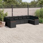 vidaXL Salon de jardin 10 Pièces avec coussins noir résine tressée