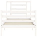 vidaXL Cadre de lit avec tête de lit blanc simple bois massif