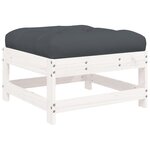 vidaXL Salon de jardin 8 Pièces avec coussins blanc bois massif