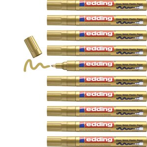 Marqueur Peinture Brillante 750 Or Pointe Ronde 2-4 mm x 10 EDDING