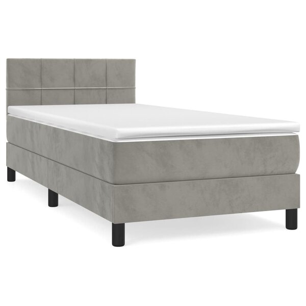 vidaXL Sommier à lattes de lit et matelas Gris clair 90x200 cm Velours