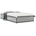 vidaXL Cadre de lit sonoma gris 90x200 cm bois d'ingénierie et métal