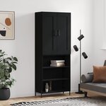 vidaXL Buffet haut Noir 69 5x34x180 cm Bois d'ingénierie
