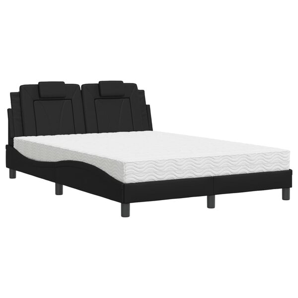 vidaXL Lit avec matelas noir 140x200 cm similicuir