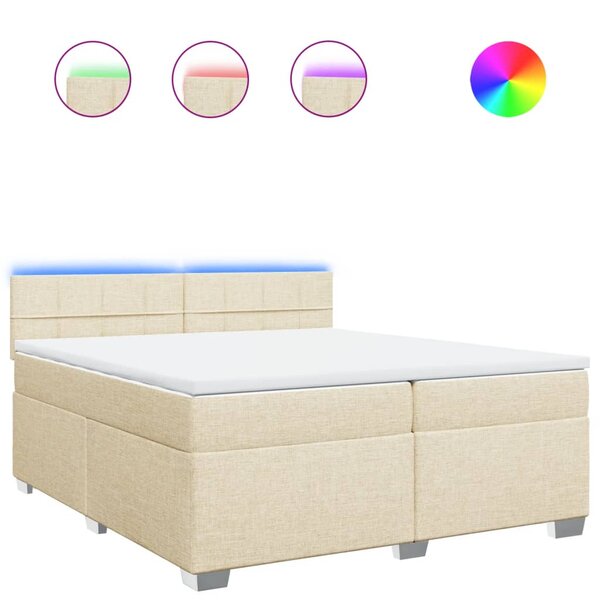 vidaXL Sommier à lattes de lit avec matelas Crème 200x200 cm Tissu