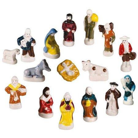 Partant - Crèche fève porcelaine 12 sujets