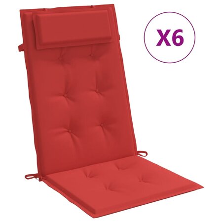 vidaXL Coussins de chaise à dossier haut lot de 6 rouge tissu oxford