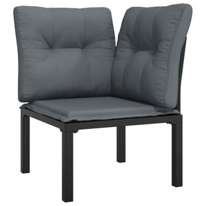 vidaXL Chaise d'angle de jardin avec coussins noir/gris résine tressée