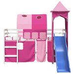 vidaXL Lit mezzanine enfants avec tour sans matelas rose 90x200 cm