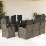 vidaXL Ensemble à manger de jardin 9 Pièces coussins gris résine tressée