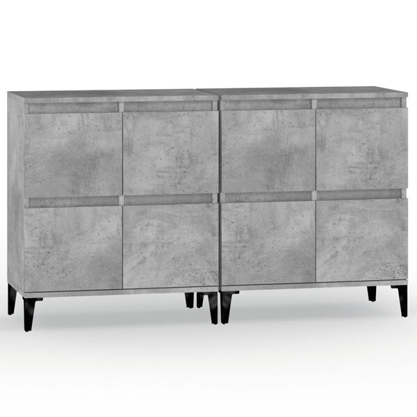 vidaXL Buffets 2 Pièces gris béton 60x35x70 cm bois d'ingénierie