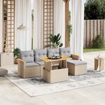 vidaXL Salon de jardin avec coussins 6 Pièces beige résine tressée
