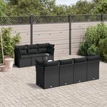vidaXL Salon de jardin 8 Pièces avec coussins noir résine tressée
