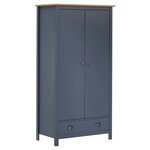vidaXL Garde-robe à 2 portes Hill Gris 89x50x170cm Bois de pin solide
