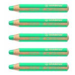 Crayon woody 3 en 1 extra large vert jade clair x 5 stabilo