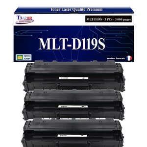 T3AZUR - 3x Toners compatibles avec Samsung MLTD119S D119S pour Samsung ML-1610 ML-1615 ML-1620 ML-1625 ML-2010 ML-2010L ML-2010P ML-2010PR ML-2010R ML-2015