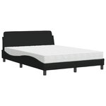vidaXL Lit avec matelas noir 120x200 cm tissu