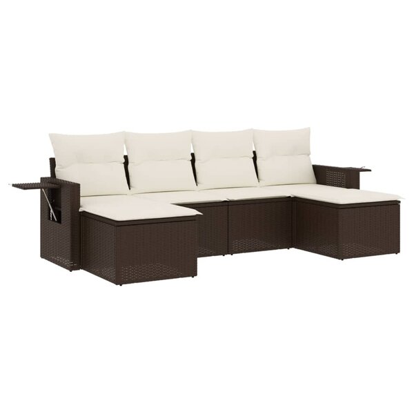 vidaXL Salon de jardin avec coussins 6 Pièces marron résine tressée