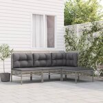 vidaXL Salon de jardin 4 Pièces avec coussins Gris Résine tressée