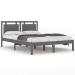 vidaXL Cadre de lit Gris Bois massif 150x200 cm Très grand