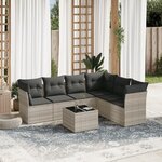 vidaXL Salon de jardin avec coussins 7 Pièces gris clair résine tressée