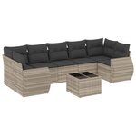 vidaXL Salon de jardin 8 Pièces avec coussins gris clair résine tressée
