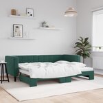 vidaXL Lit de jour avec lit gigogne vert foncé 80x200 cm velours