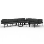 Salon de jardin meuble d'extérieur ensemble de mobilier 10 pièces avec coussins aluminium anthracite 02_0014963