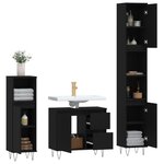 vidaXL Ensemble de meubles salle de bain 3 Pièces noir bois d'ingénierie
