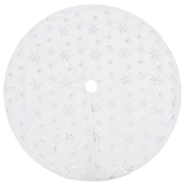 vidaXL Jupe de sapin de Noël de luxe Blanc 150 cm Fausse fourrure