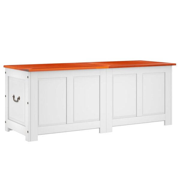 vidaXL Coffre de rangement et couvercle marron et blanc bois d'acacia