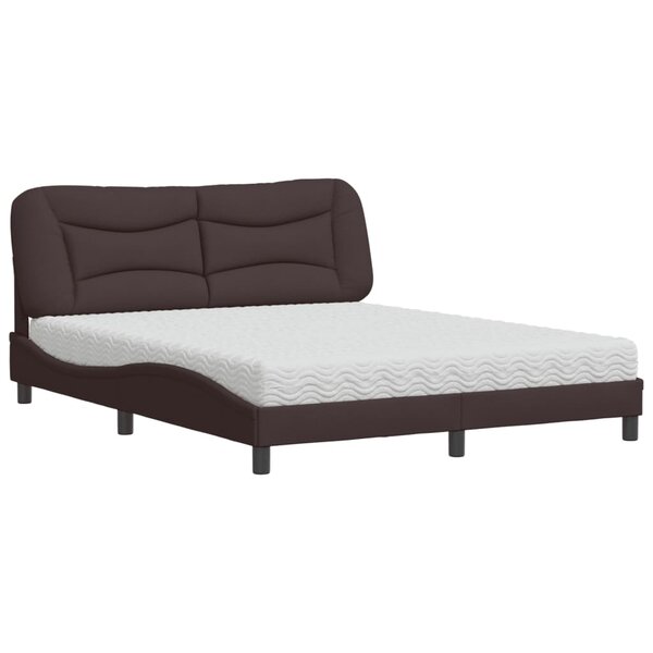 vidaXL Lit avec matelas marron foncé 160x200 cm tissu