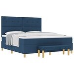 vidaXL Lit à Sommier avec Matelas & Banc Bleu 180x200 cm Tissu